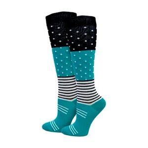 Teal Dots & Stripes Fashion Compression Sock